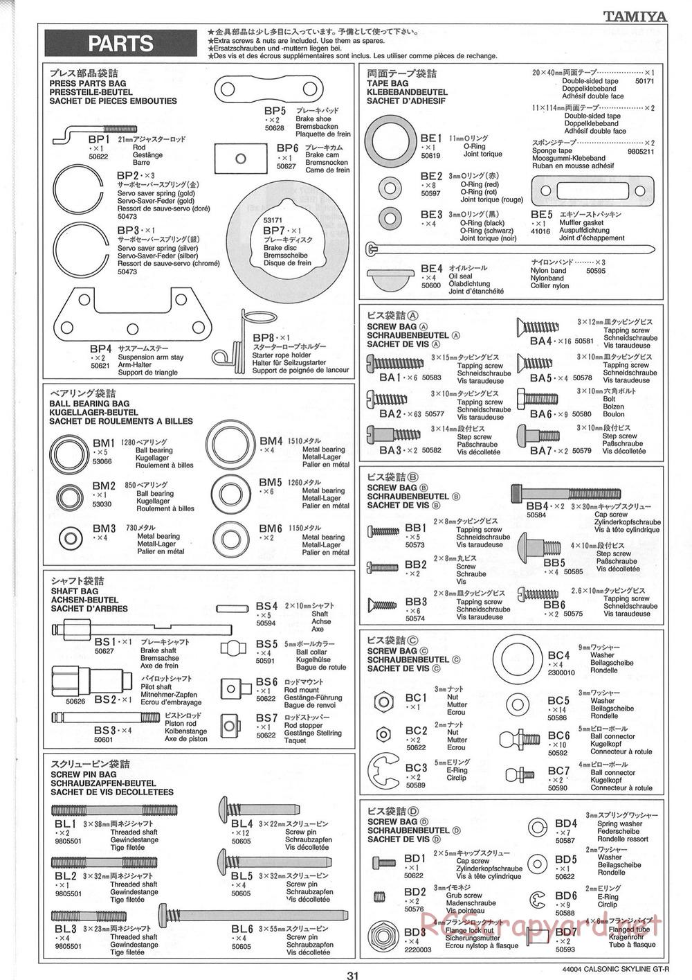 Tamiya - Calsonic GT-R - TGX Mk.1 Chassis - Manual - Page 31