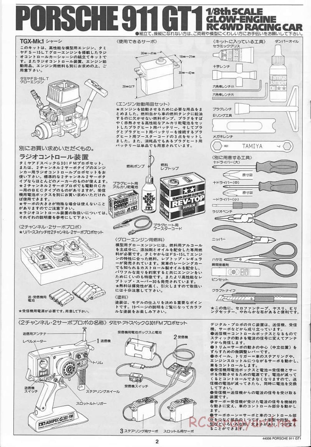 Tamiya - Porsche 911 GT1 - TGX Mk.1 Chassis - Manual - Page 2