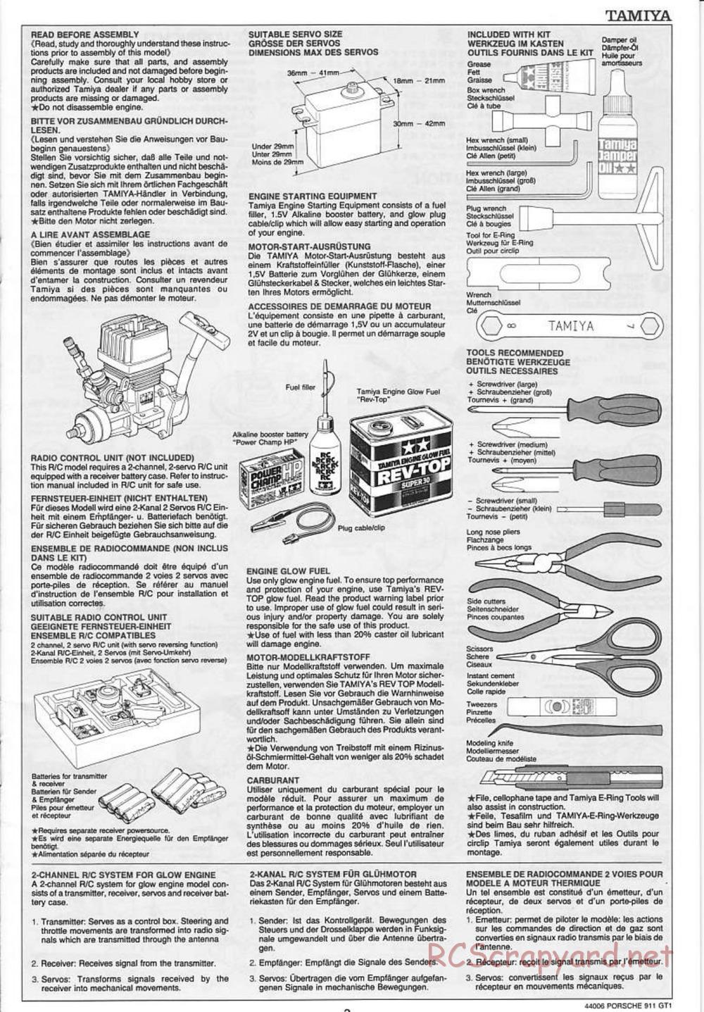 Tamiya - Porsche 911 GT1 - TGX Mk.1 Chassis - Manual - Page 3