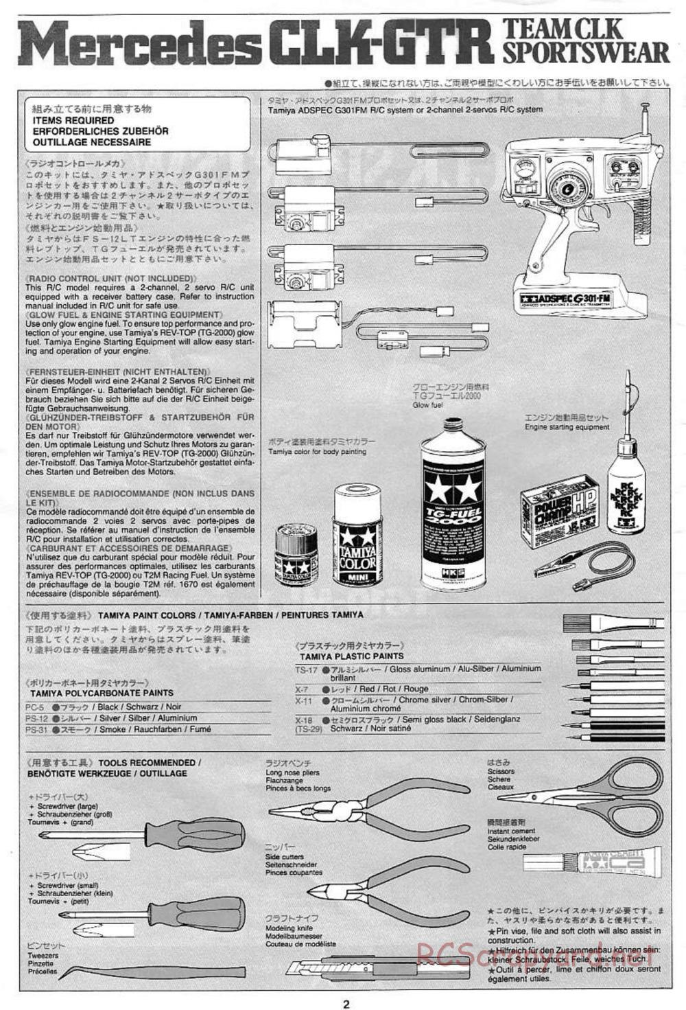 Tamiya - Mercedes CLK GTR Team Sportswear - TG10 Mk.1 Chassis - Manual - Page 2