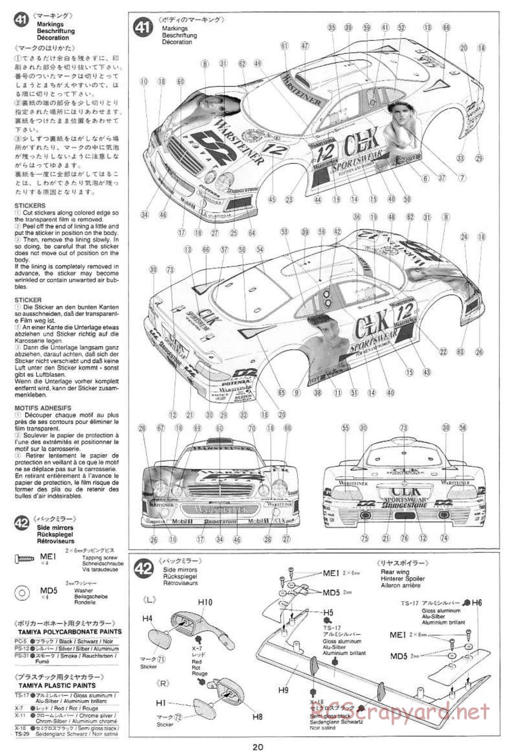 Tamiya - Mercedes CLK GTR Team Sportswear - TG10 Mk.1 Chassis - Manual - Page 20