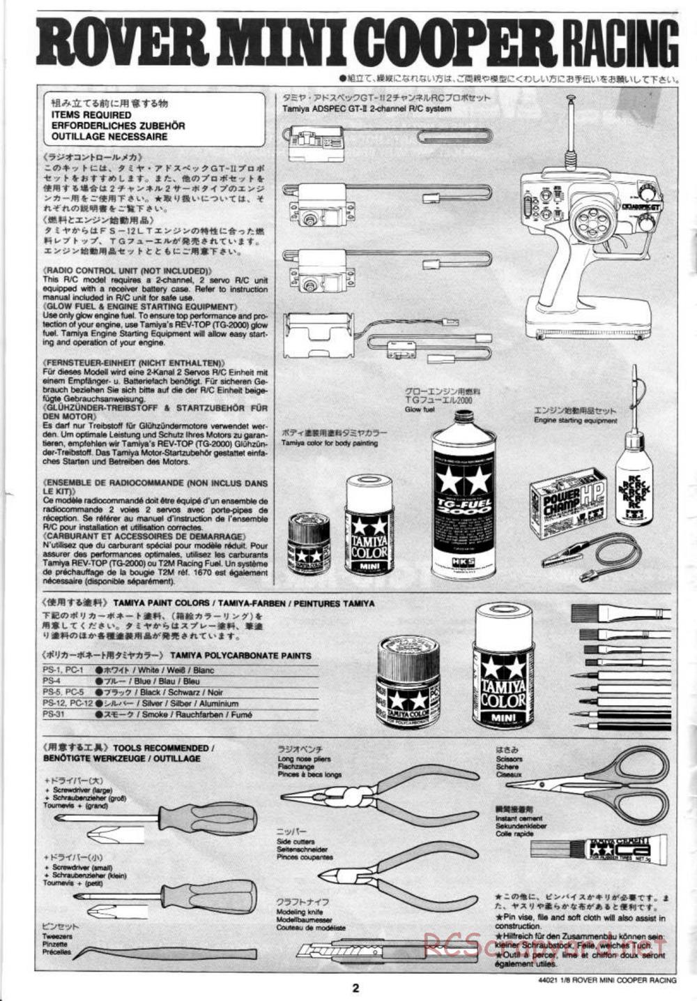 Tamiya - Rover Mini Cooper Racing - TG10 Mk.1 Chassis - Manual - Page 2