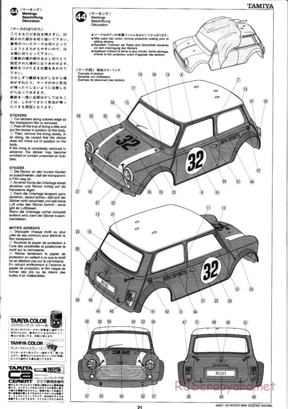 Tamiya - Rover Mini Cooper Racing - TG10 Mk.1 Chassis - Manual - Page 21