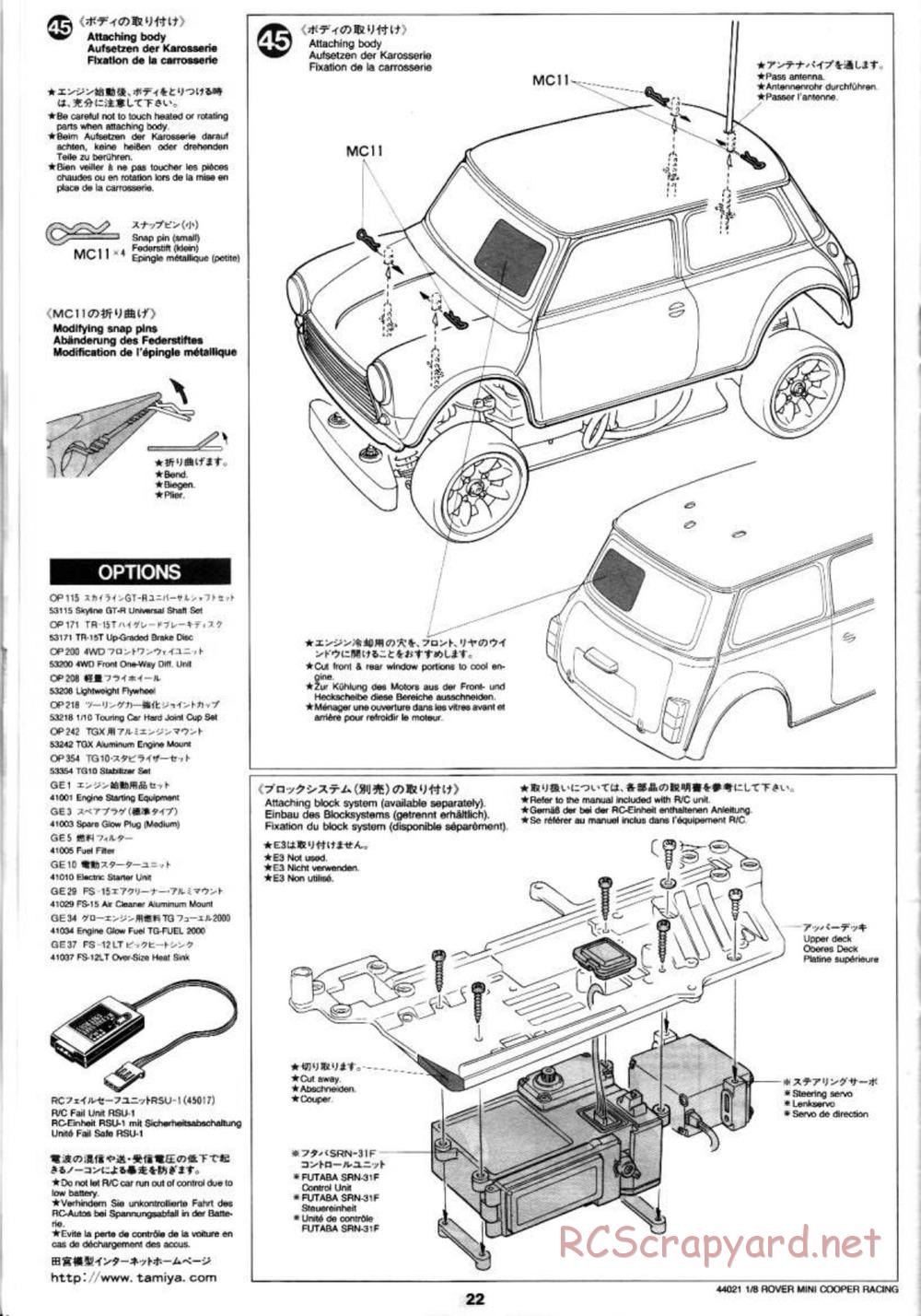 Tamiya - Rover Mini Cooper Racing - TG10 Mk.1 Chassis - Manual - Page 22