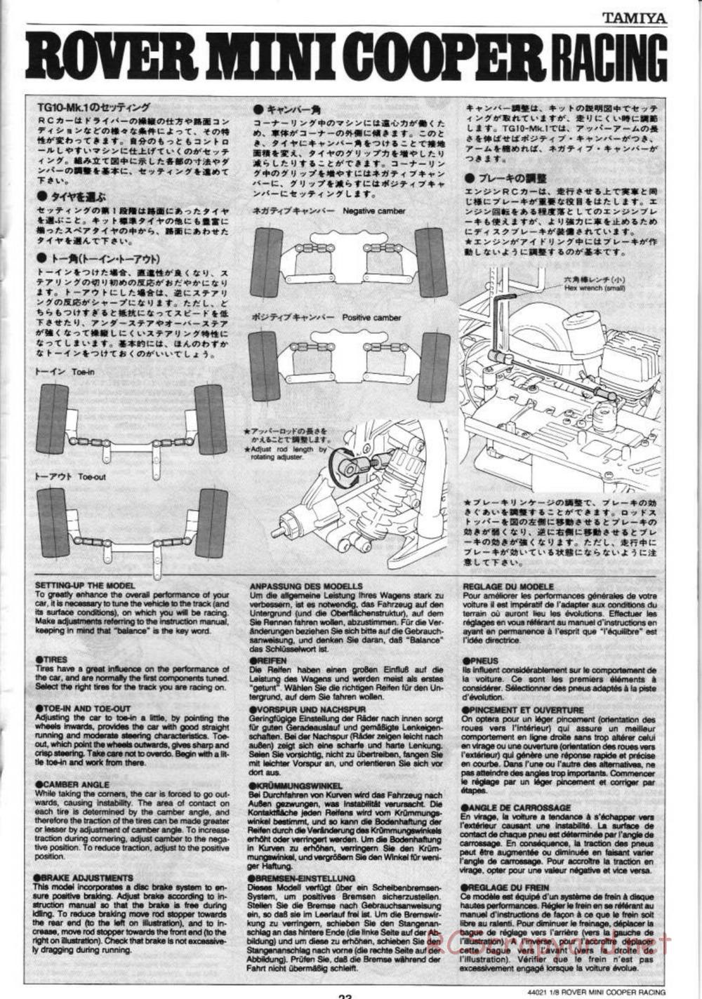 Tamiya - Rover Mini Cooper Racing - TG10 Mk.1 Chassis - Manual - Page 23