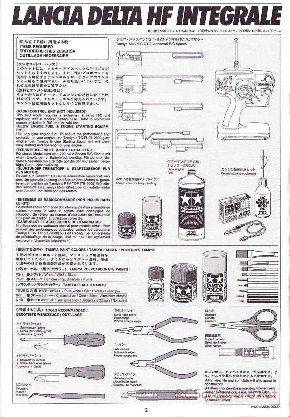 Tamiya - Lancia Delta HF Integrale - TG10 Mk.1 Chassis - Manual - Page 2