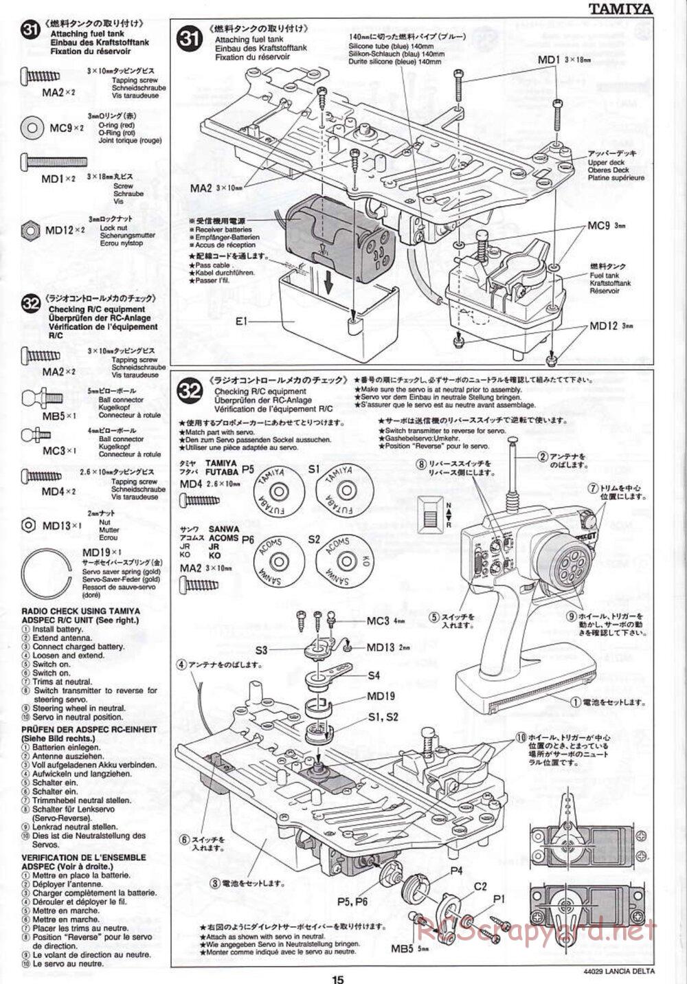 Tamiya - Lancia Delta HF Integrale - TG10 Mk.1 Chassis - Manual - Page 15
