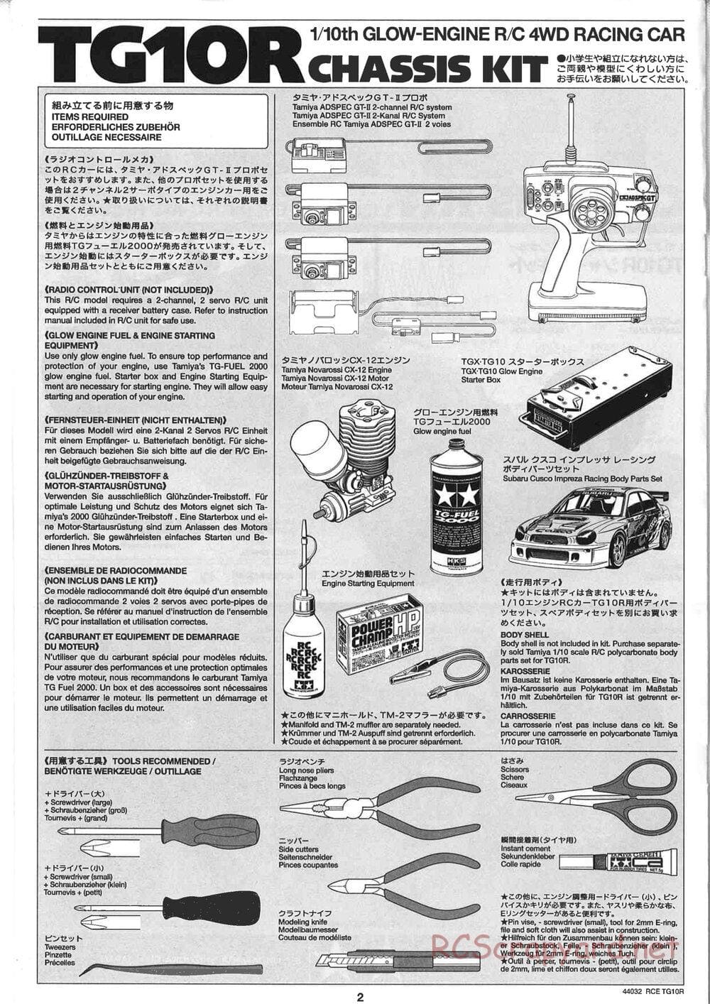 Tamiya - TG10R Chassis - Manual - Page 2