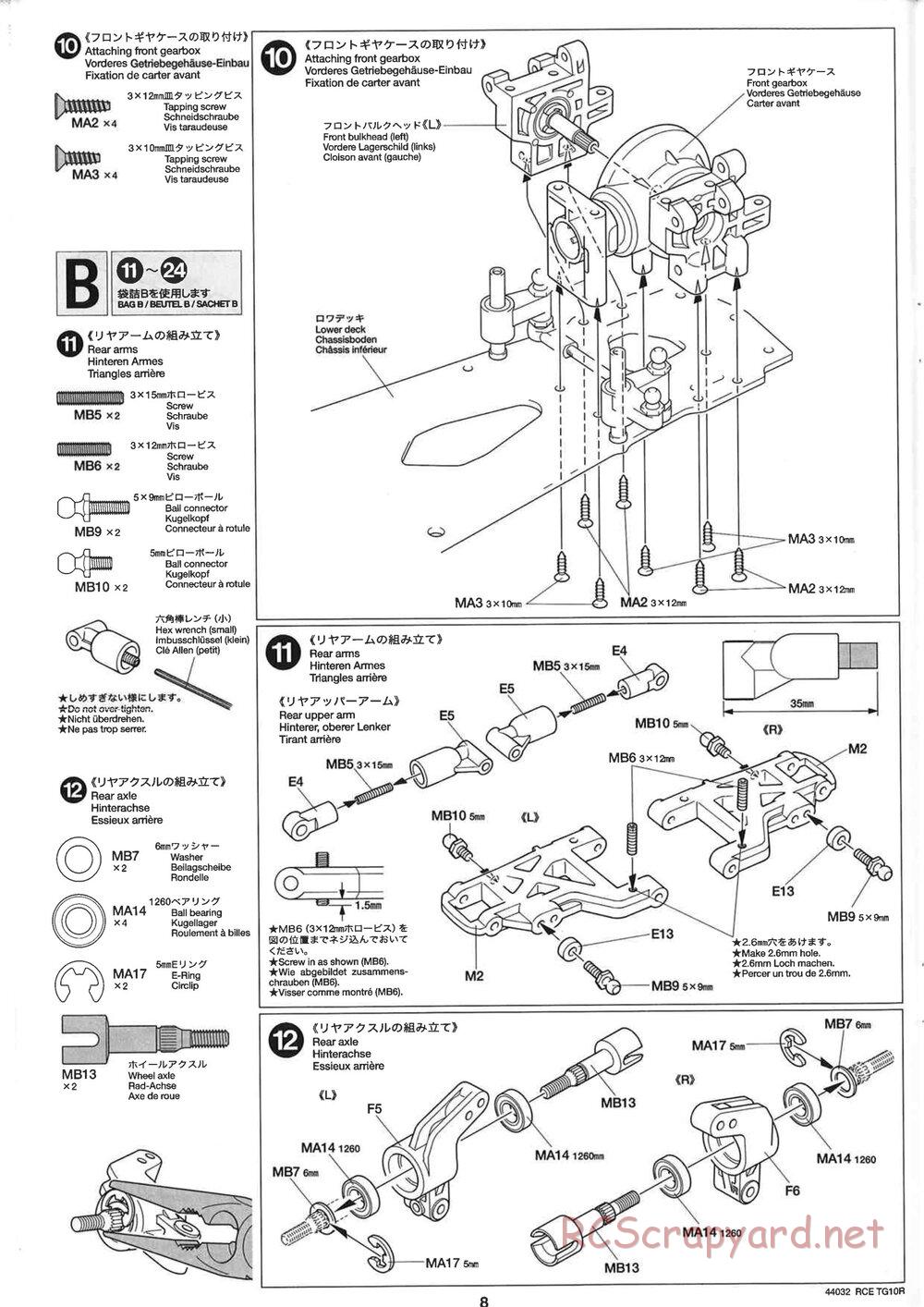 Tamiya - TG10R Chassis - Manual - Page 8