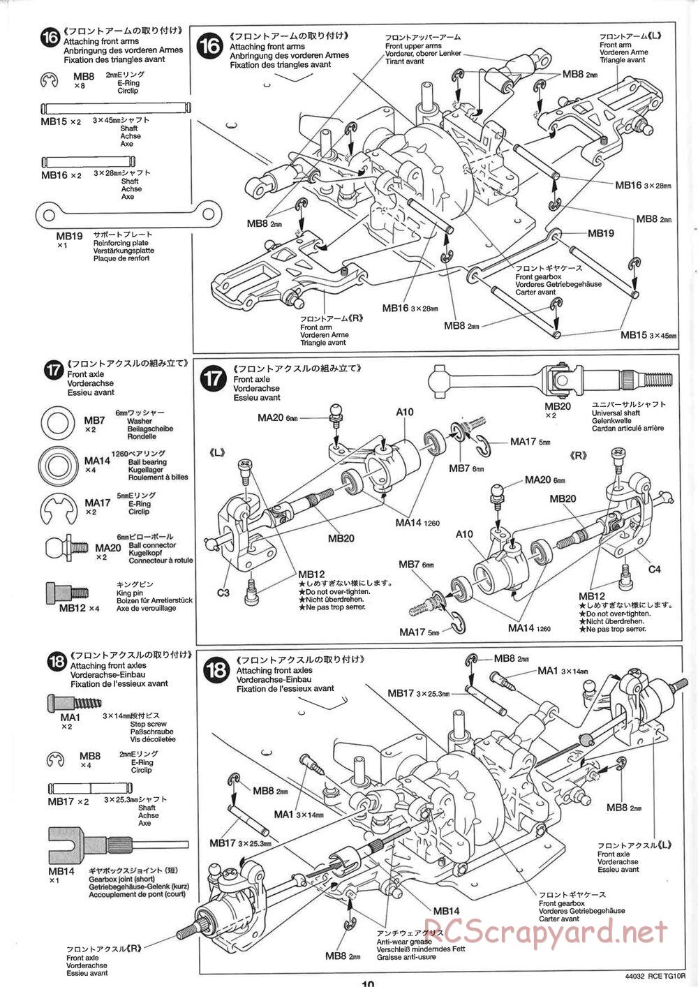 Tamiya - TG10R Chassis - Manual - Page 10