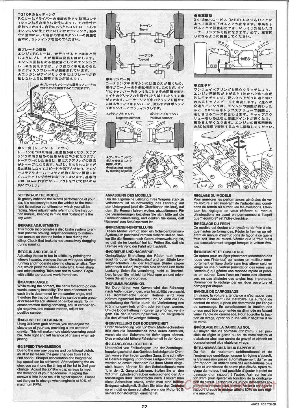 Tamiya - TG10R Chassis - Manual - Page 22