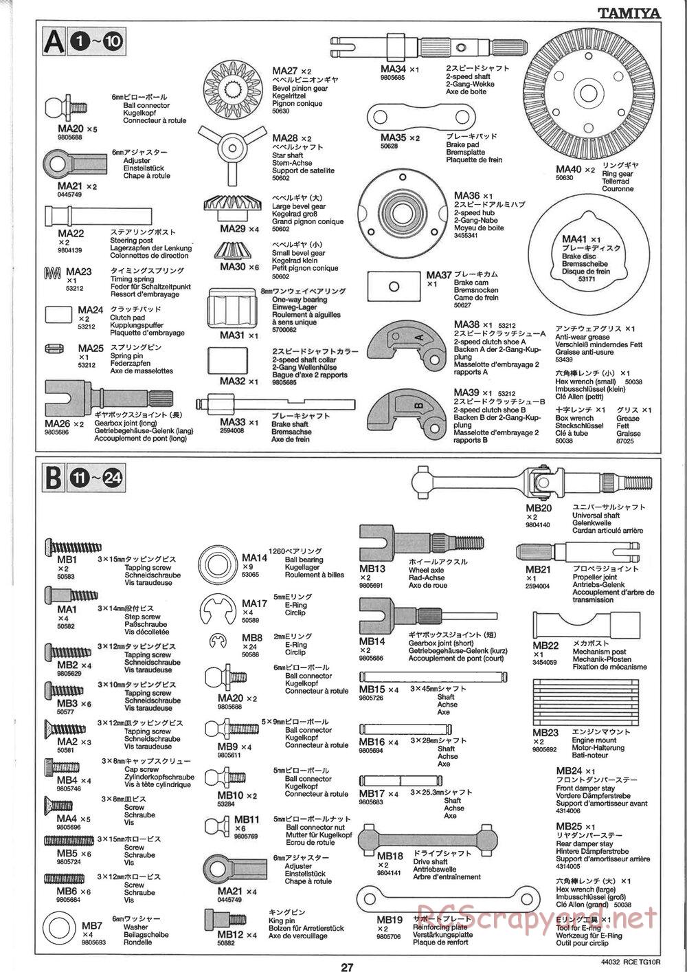 Tamiya - TG10R Chassis - Manual - Page 27