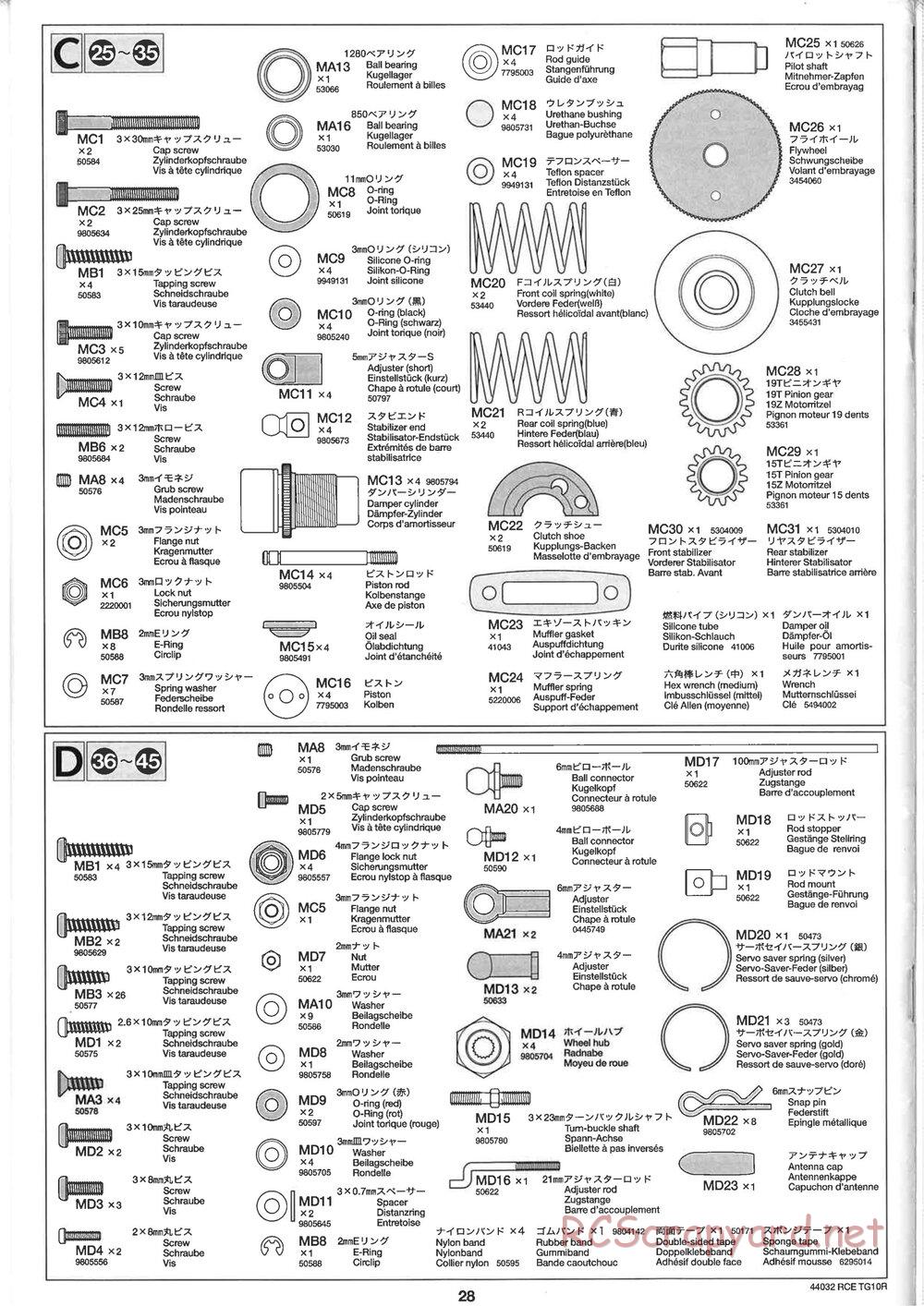 Tamiya - TG10R Chassis - Manual - Page 28