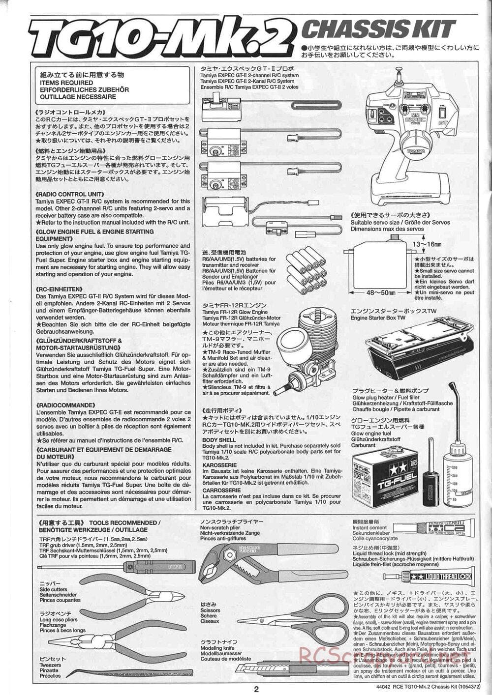 Tamiya - TG10 Mk.2 Chassis - Manual - Page 2