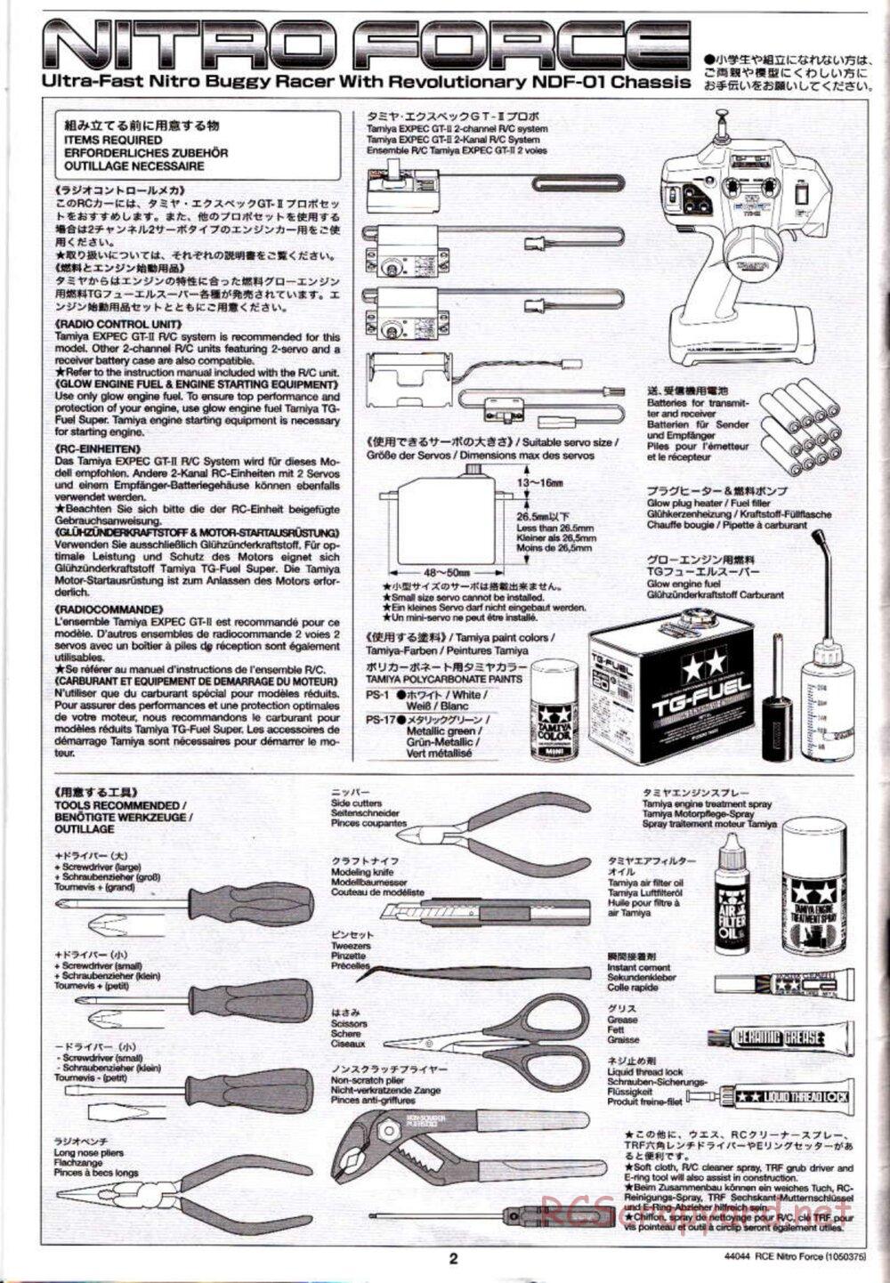 Tamiya - Nitro Force - NDF-01 Chassis - Manual - Page 2