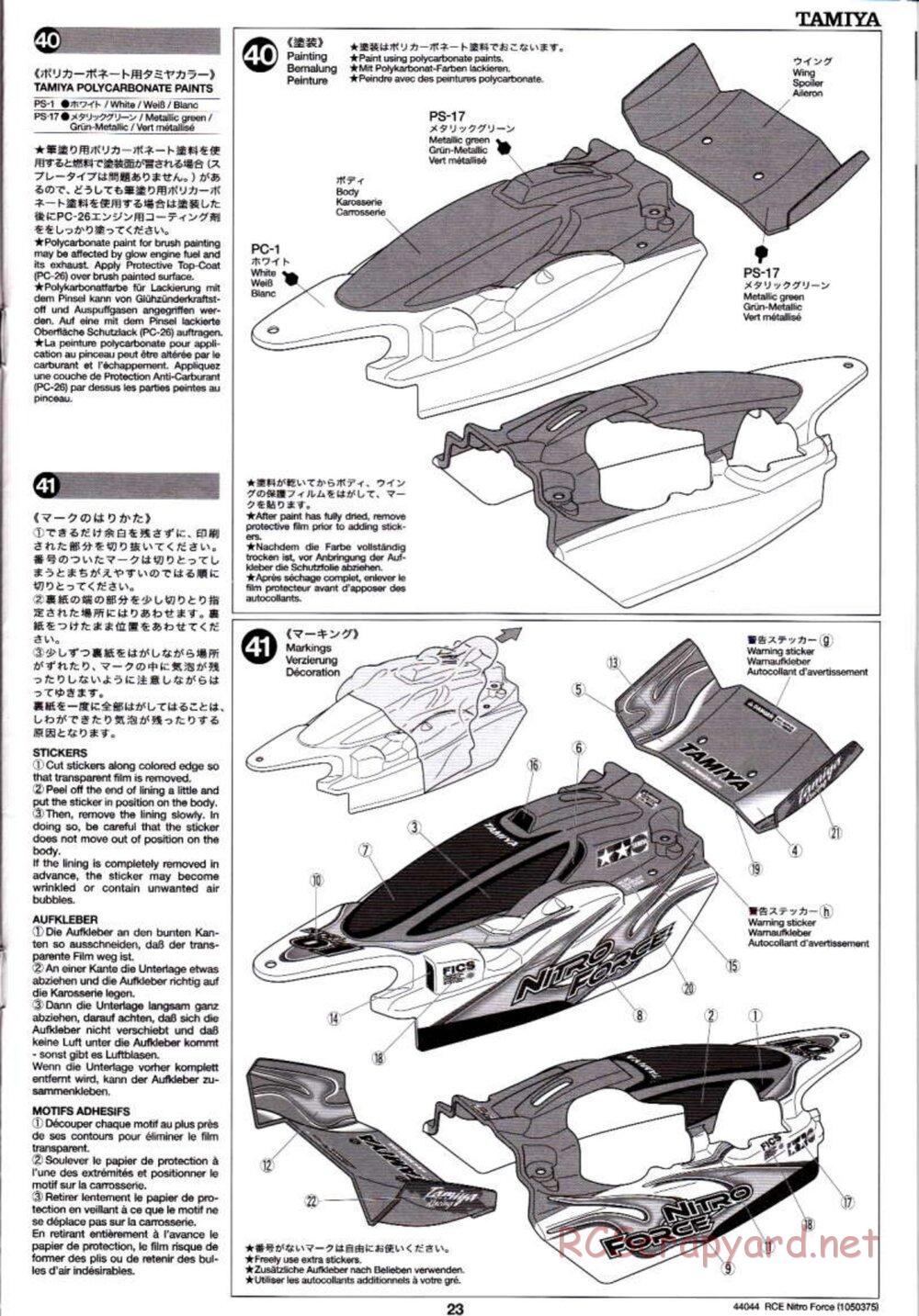 Tamiya - Nitro Force - NDF-01 Chassis - Manual - Page 23