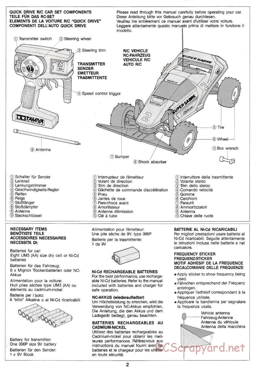 Tamiya - Super Sabre QD Chassis - Manual - Page 2