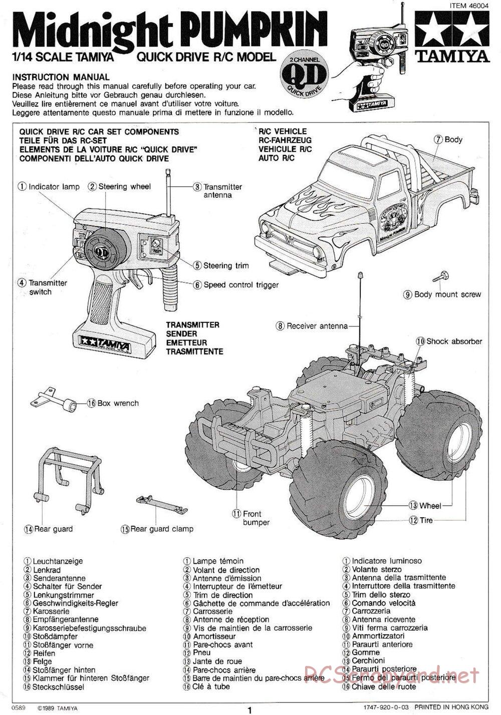 Tamiya - Midnight Pumpkin QD Chassis - Manual - Page 1