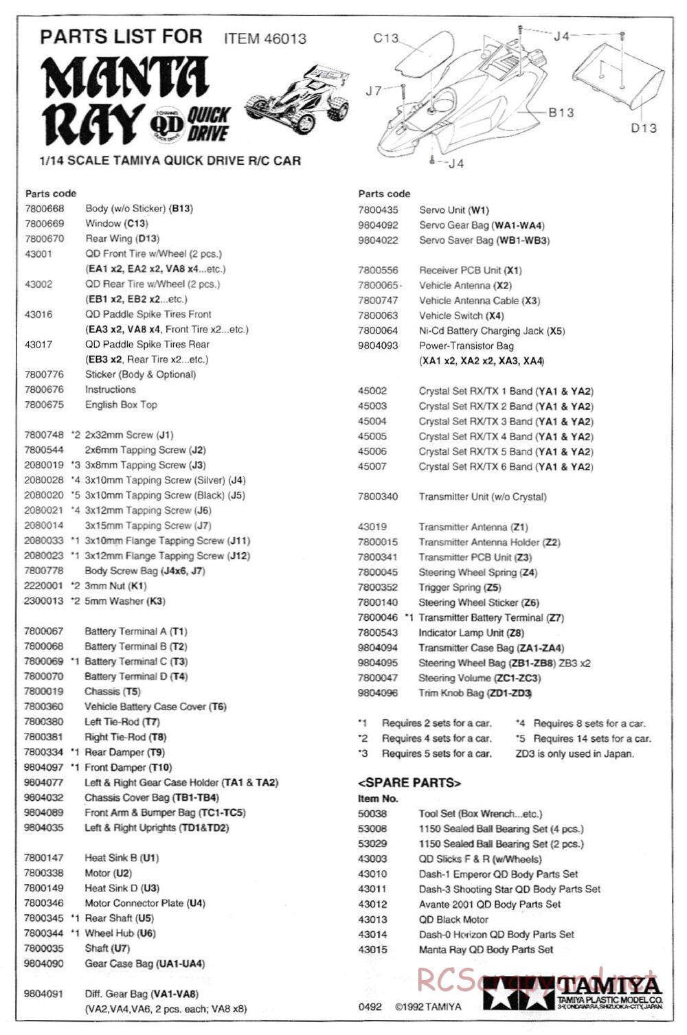 Tamiya - Manta Ray QD Chassis - Manual - Page 13