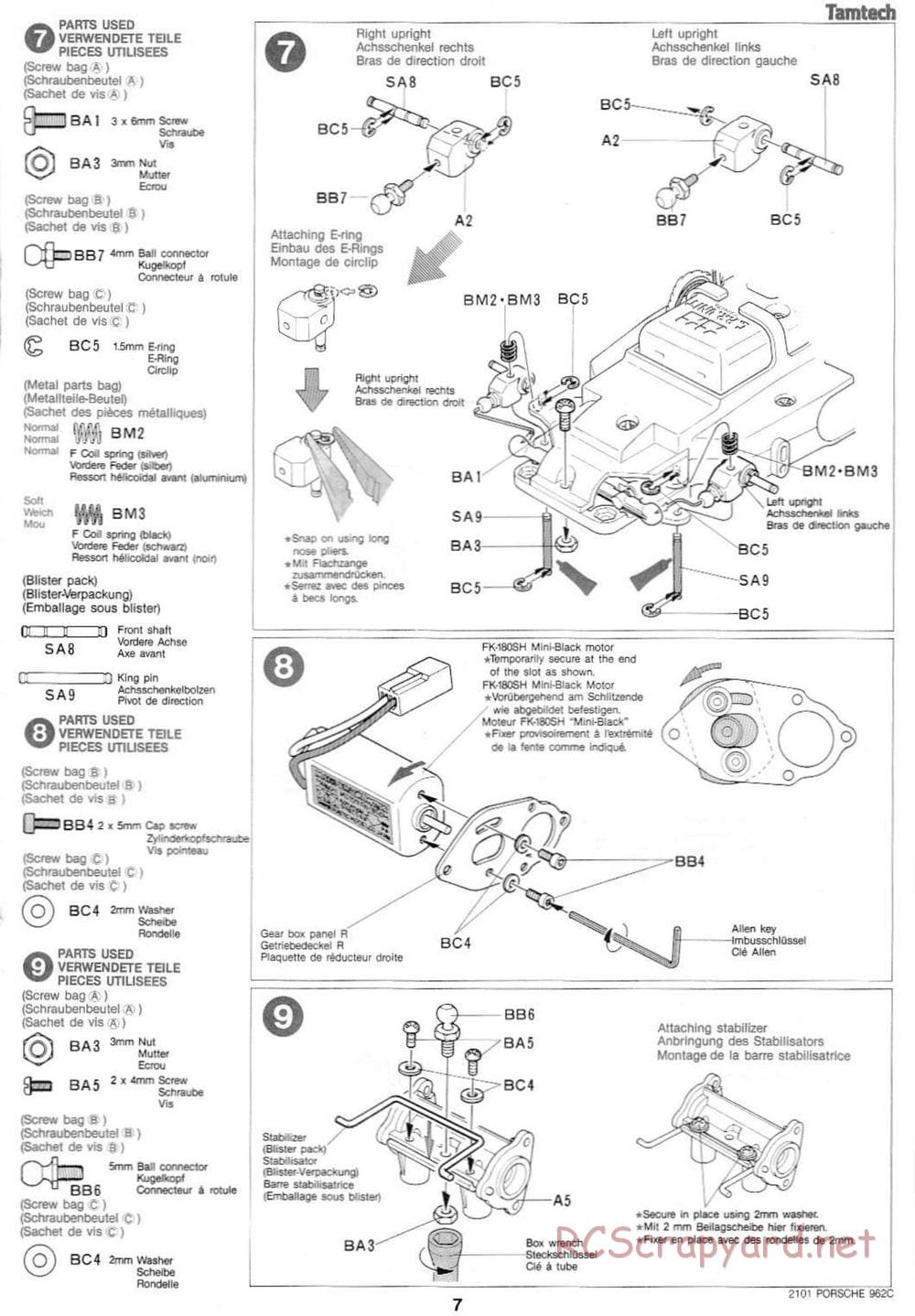 Tamiya - Tamtech - Porsche 962C Chassis - Manual - Page 7