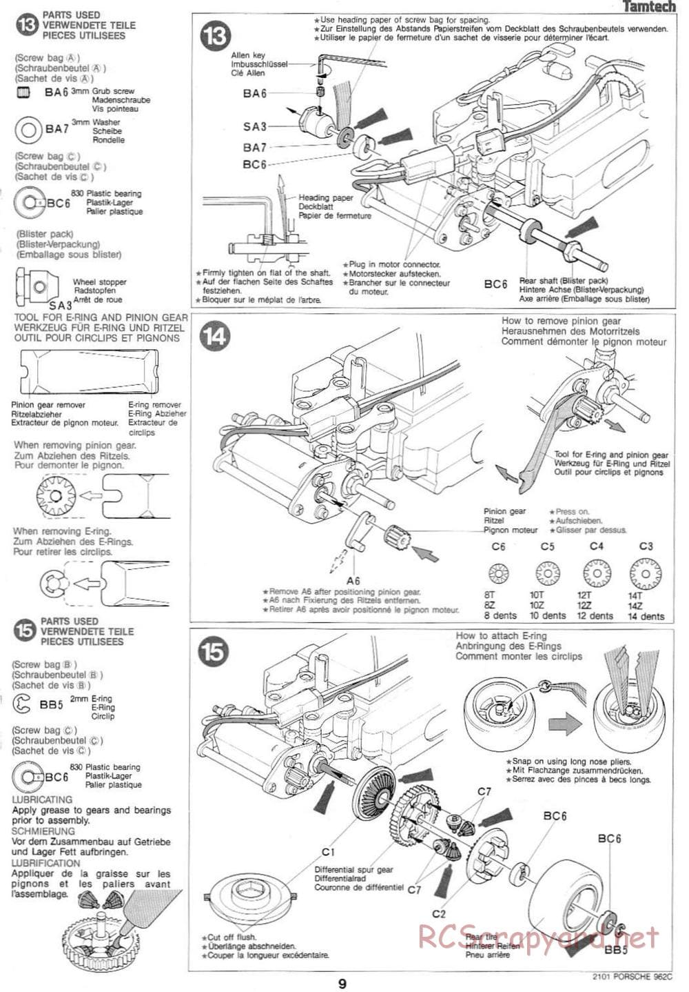 Tamiya - Tamtech - Porsche 962C Chassis - Manual - Page 9