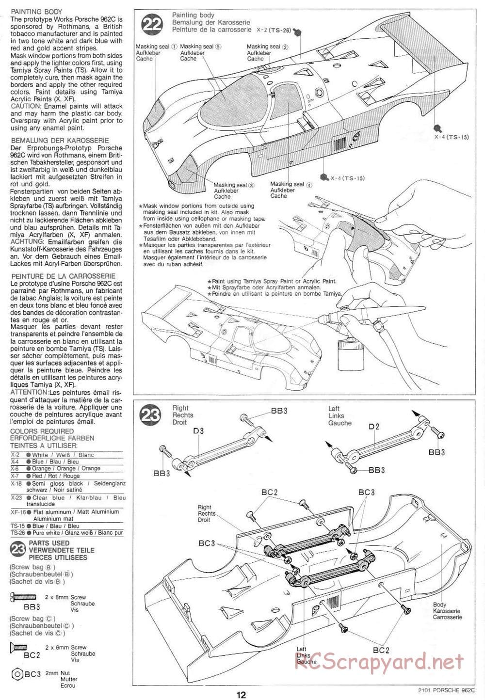 Tamiya - Tamtech - Porsche 962C Chassis - Manual - Page 12