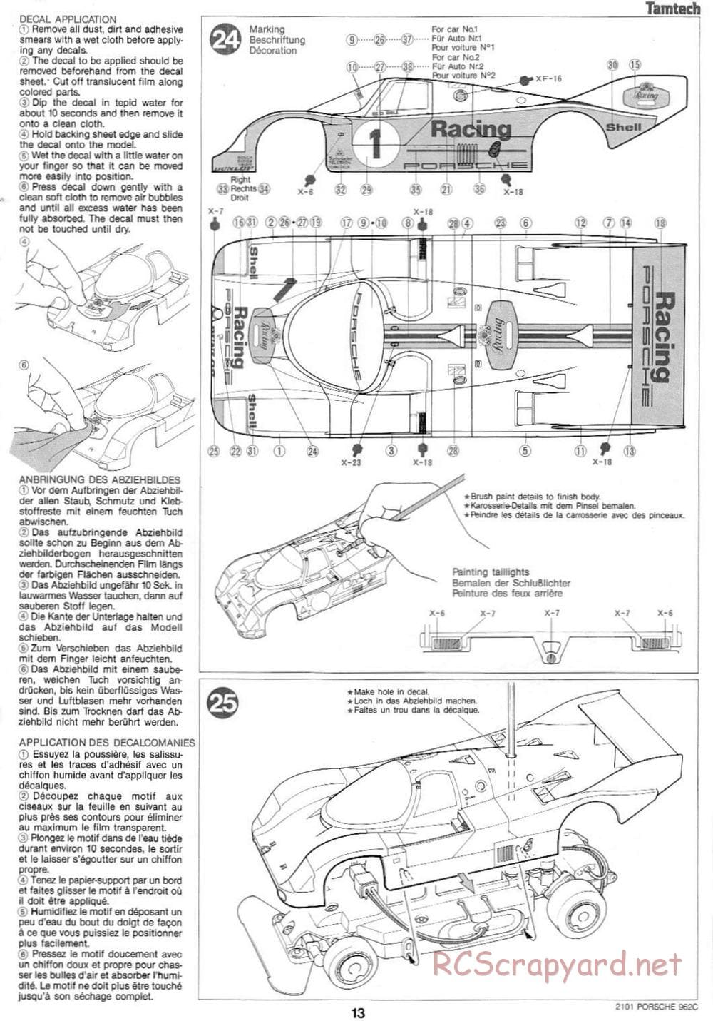 Tamiya - Tamtech - Porsche 962C Chassis - Manual - Page 13