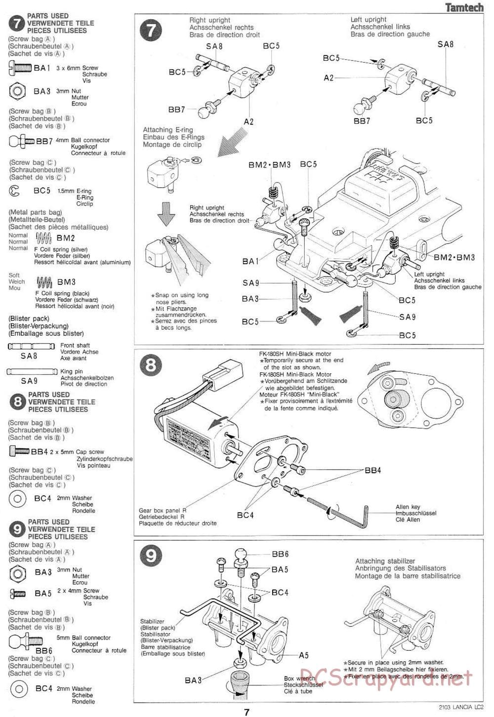 Tamiya - Tamtech - Lancia LC2 Chassis - Manual - Page 7