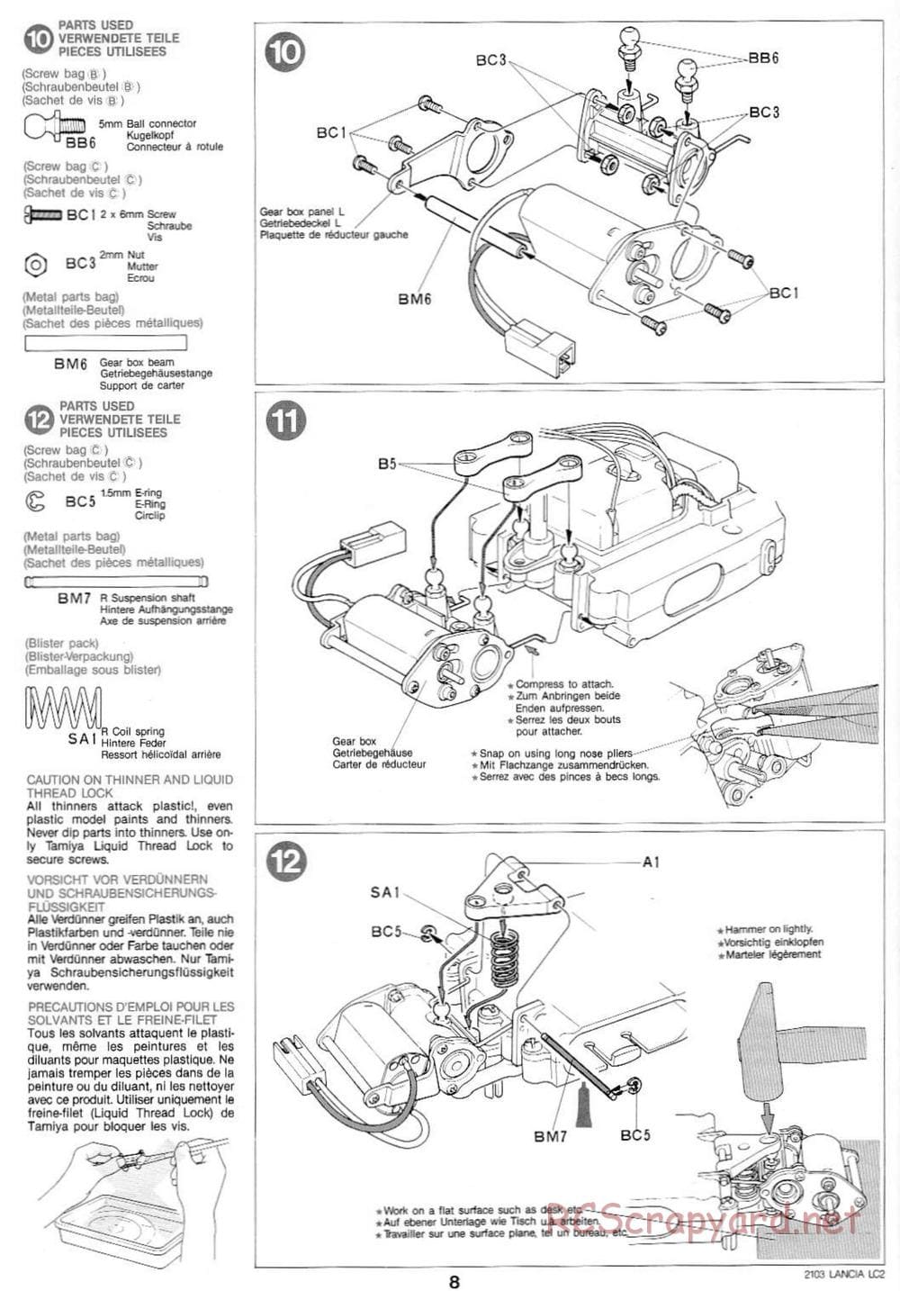 Tamiya - Tamtech - Lancia LC2 Chassis - Manual - Page 8