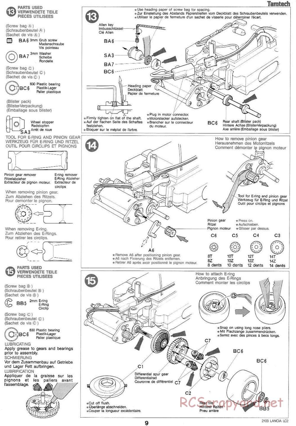 Tamiya - Tamtech - Lancia LC2 Chassis - Manual - Page 9