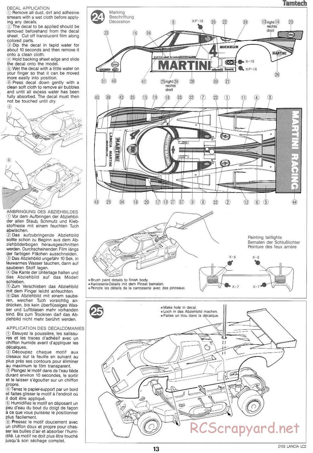 Tamiya - Tamtech - Lancia LC2 Chassis - Manual - Page 13