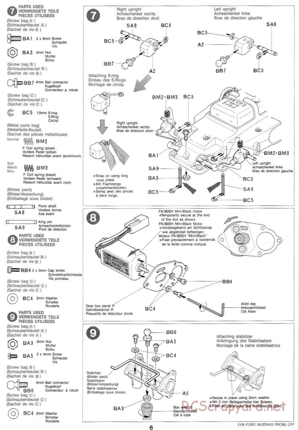 Tamiya - Tamtech - Ford Mustang Probe GTP Chassis - Manual - Page 6