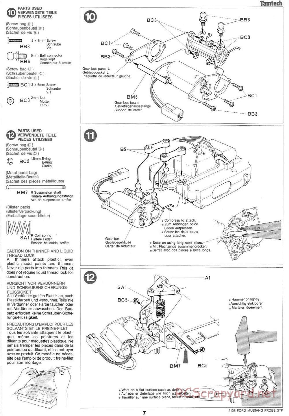 Tamiya - Tamtech - Ford Mustang Probe GTP Chassis - Manual - Page 7