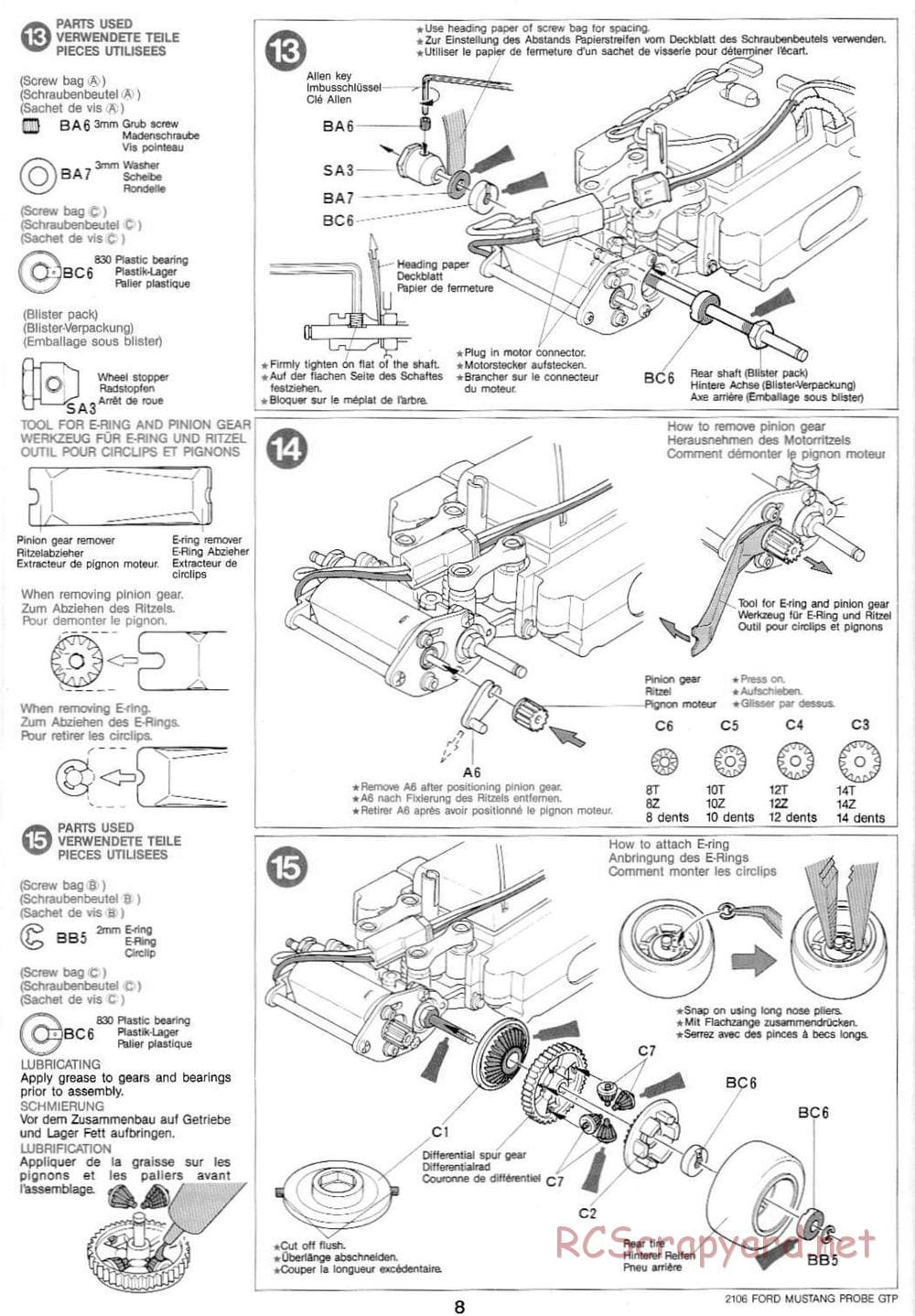 Tamiya - Tamtech - Ford Mustang Probe GTP Chassis - Manual - Page 8
