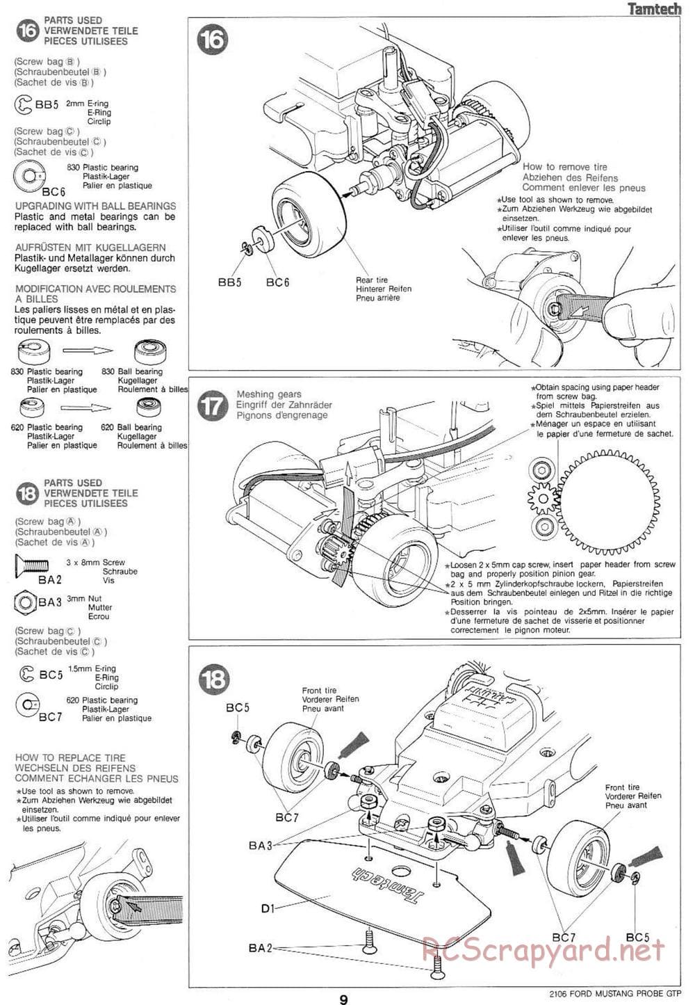 Tamiya - Tamtech - Ford Mustang Probe GTP Chassis - Manual - Page 9