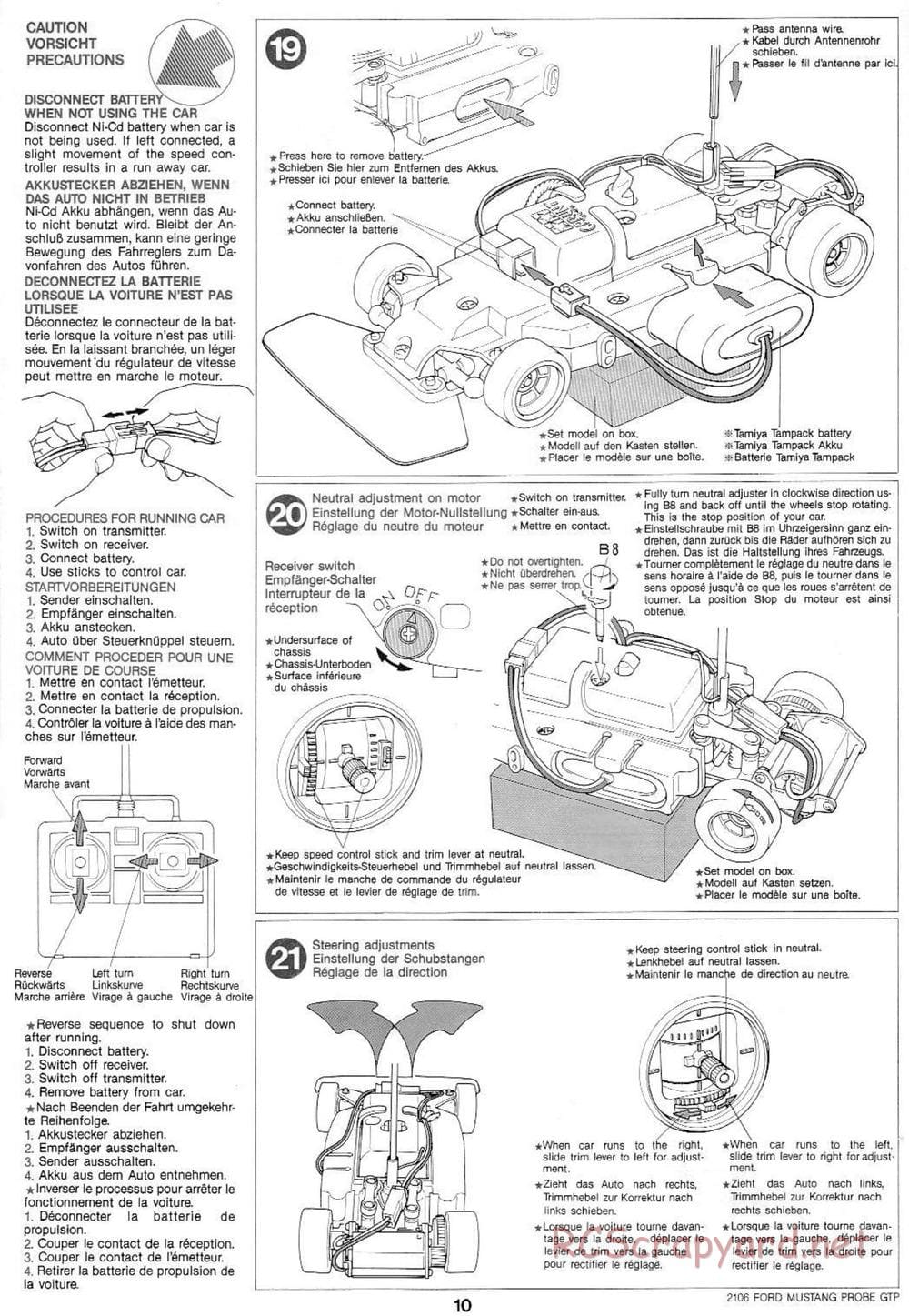 Tamiya - Tamtech - Ford Mustang Probe GTP Chassis - Manual - Page 10