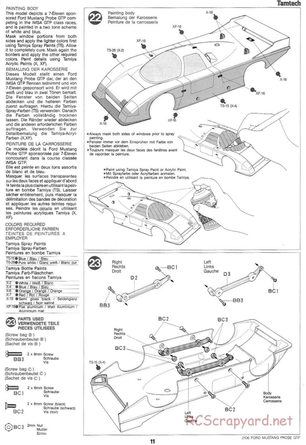 Tamiya - Tamtech - Ford Mustang Probe GTP Chassis - Manual - Page 11