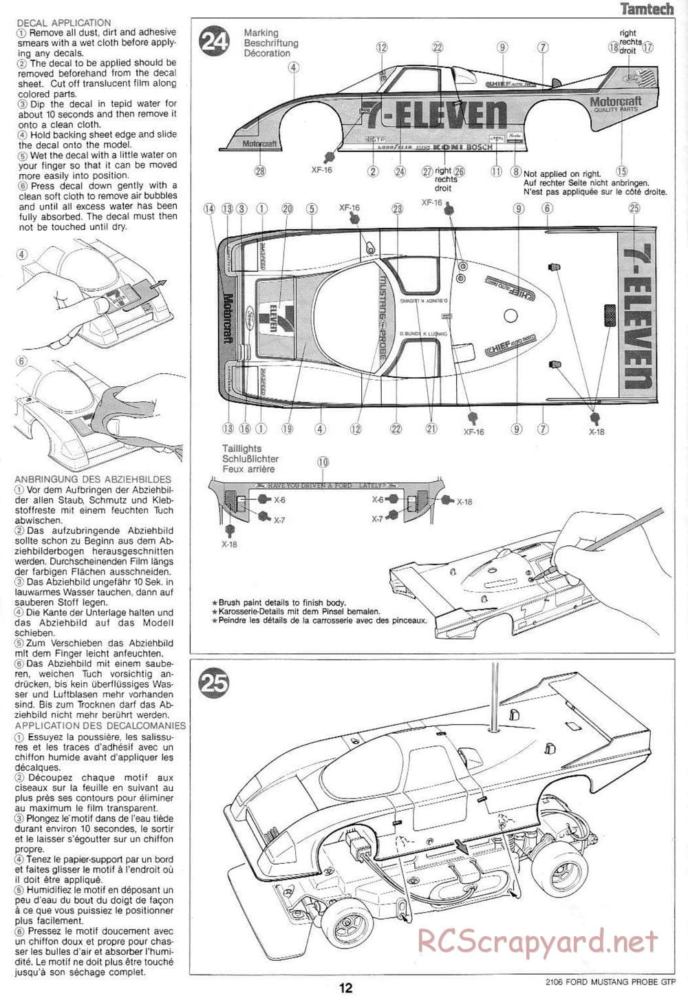 Tamiya - Tamtech - Ford Mustang Probe GTP Chassis - Manual - Page 12