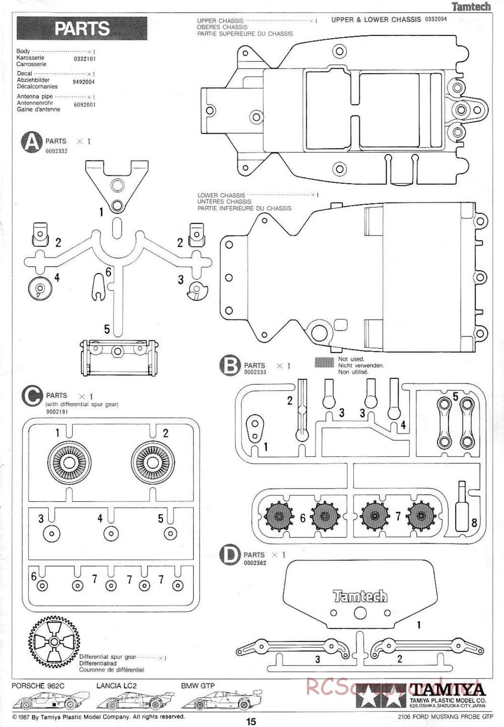 Tamiya - Tamtech - Ford Mustang Probe GTP Chassis - Manual - Page 15