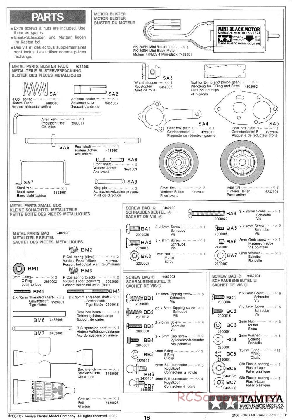 Tamiya - Tamtech - Ford Mustang Probe GTP Chassis - Manual - Page 16