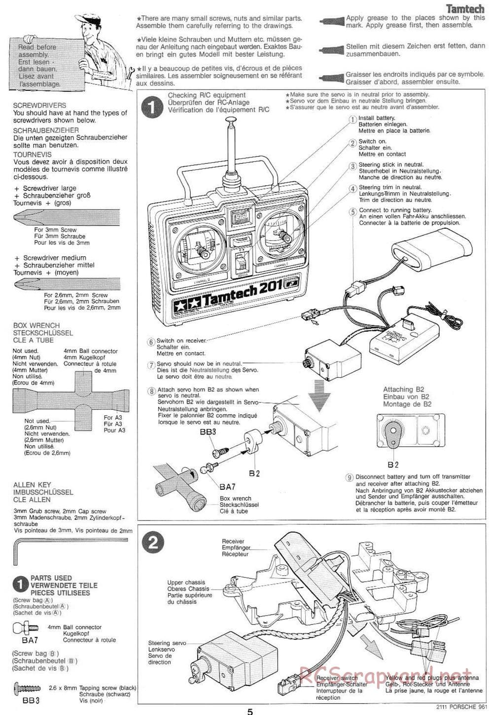 Tamiya - Tamtech - Porsche 961 Chassis - Manual - Page 5