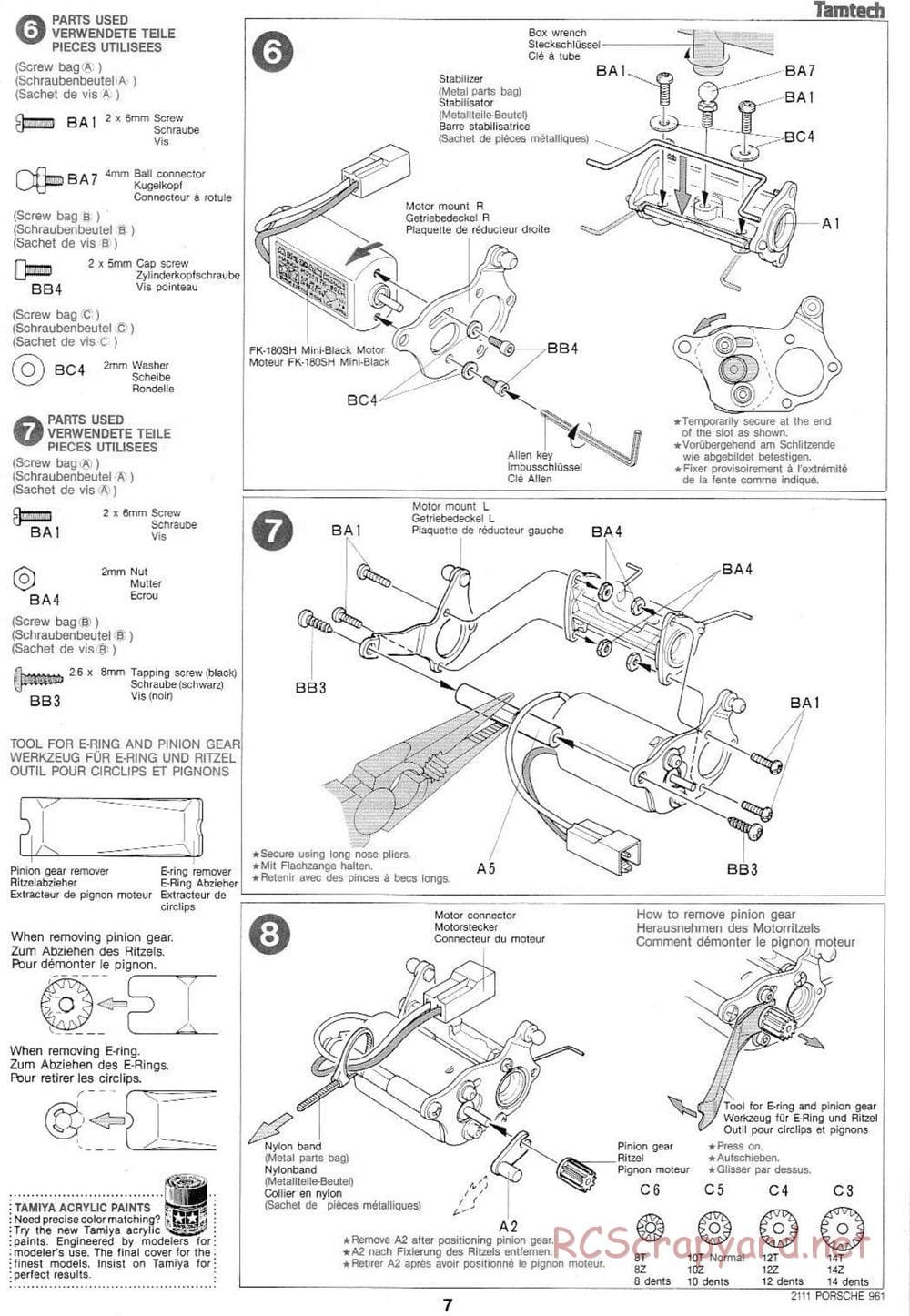 Tamiya - Tamtech - Porsche 961 Chassis - Manual - Page 7