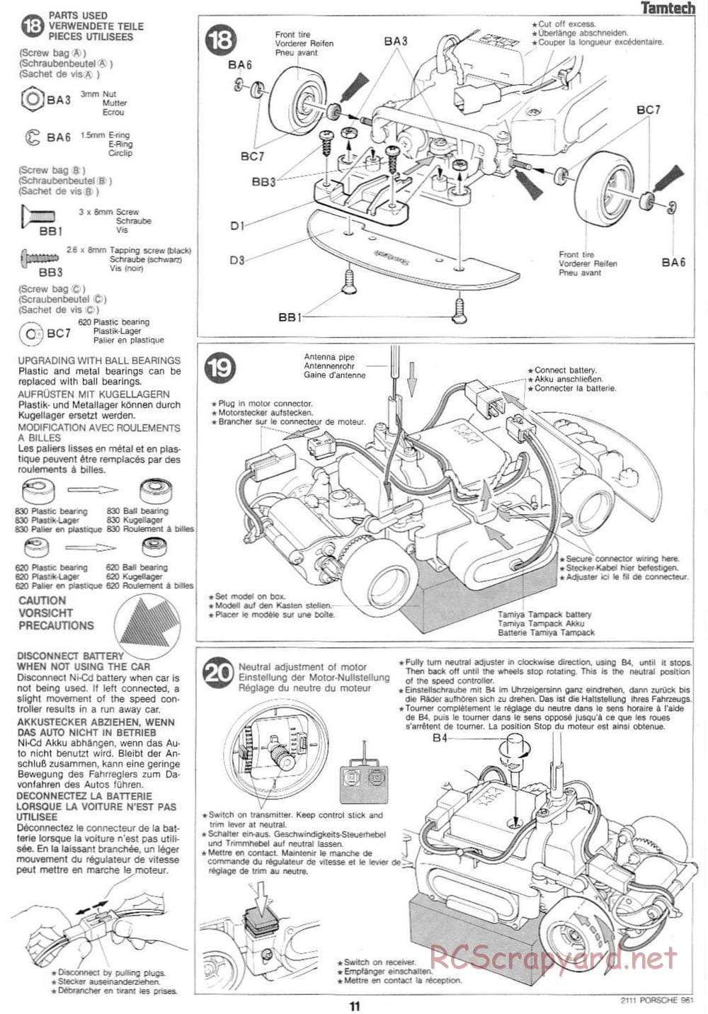 Tamiya - Tamtech - Porsche 961 Chassis - Manual - Page 11