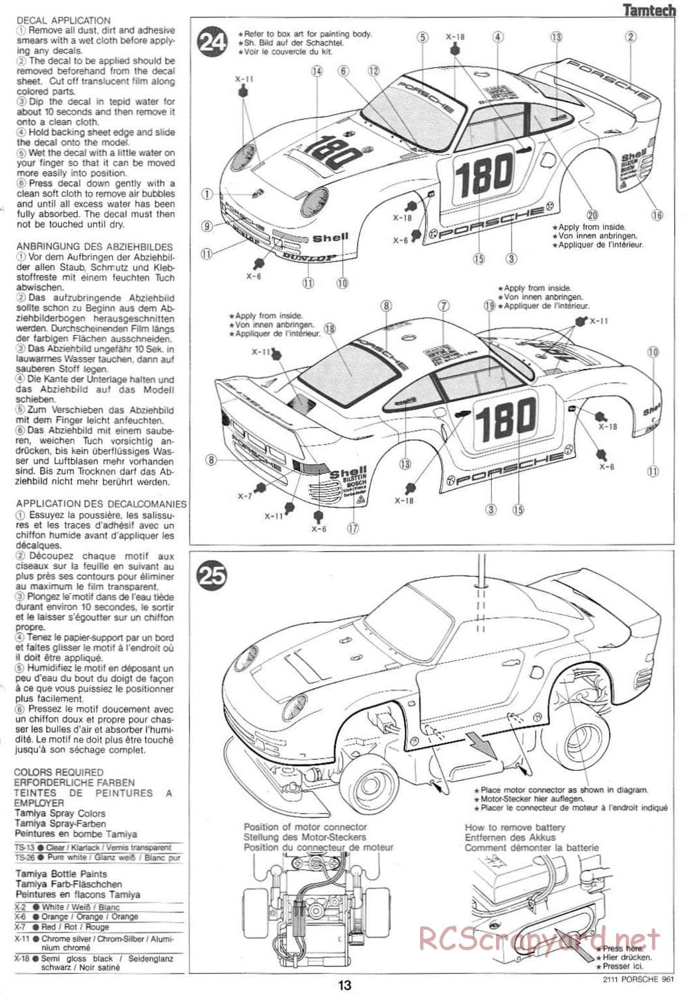 Tamiya - Tamtech - Porsche 961 Chassis - Manual - Page 13