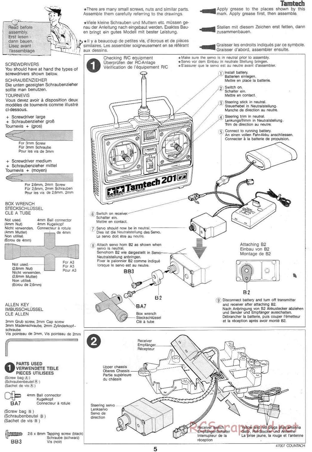 Tamiya - Tamtech - Lamborghini Countach 5000 Chassis - Manual - Page 5