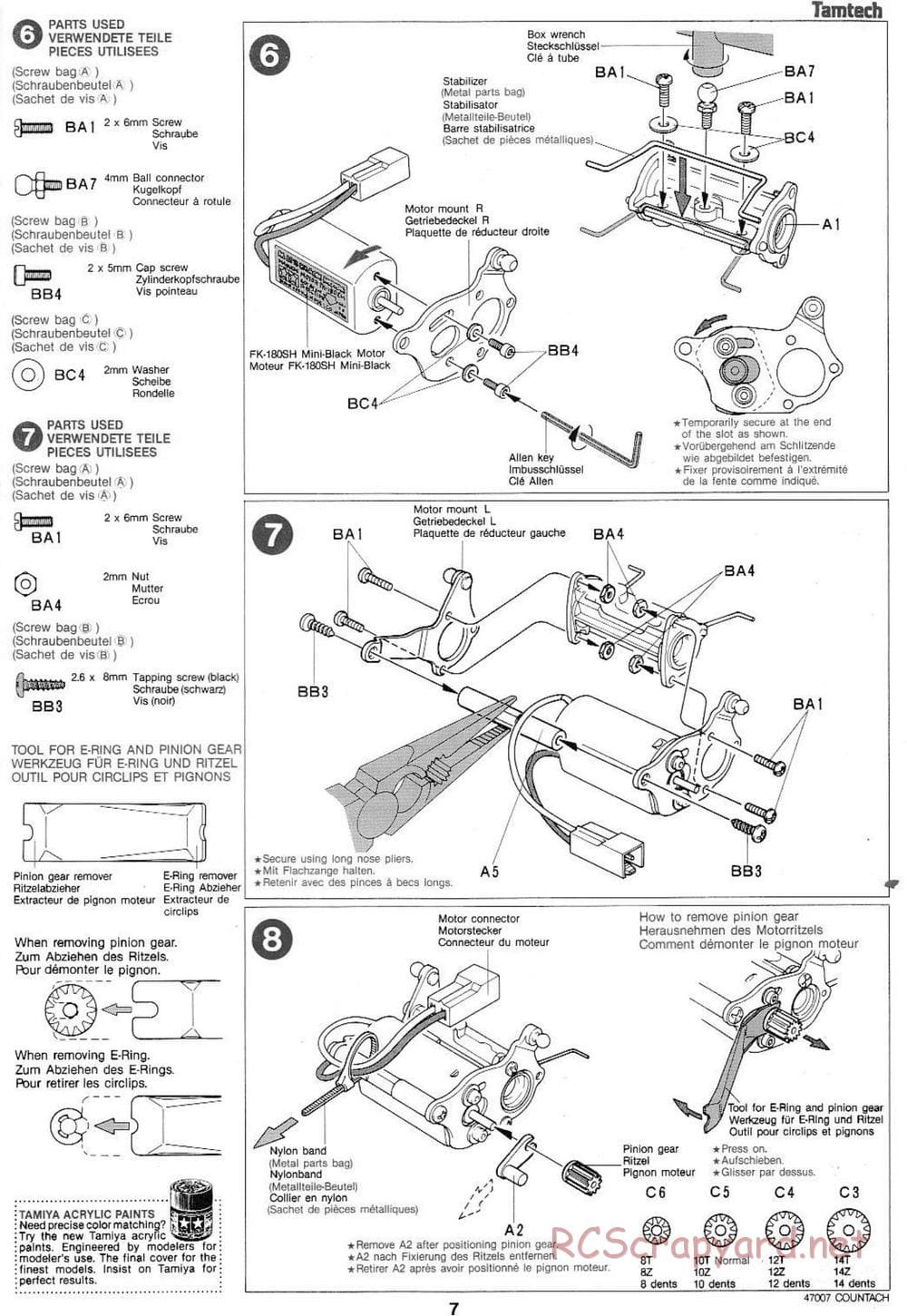 Tamiya - Tamtech - Lamborghini Countach 5000 Chassis - Manual - Page 7