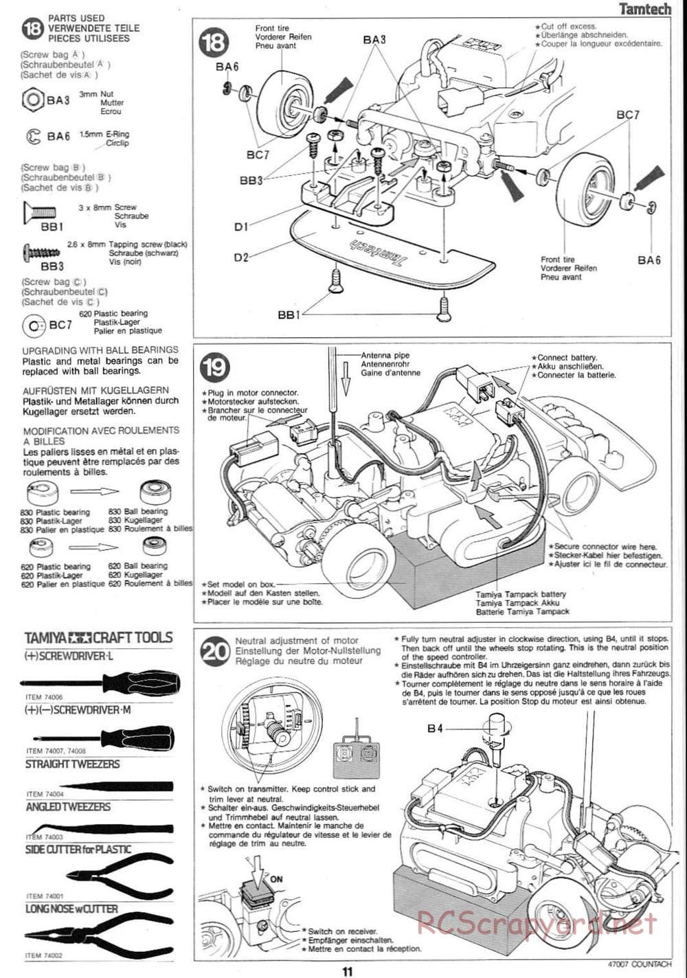 Tamiya - Tamtech - Lamborghini Countach 5000 Chassis - Manual - Page 11