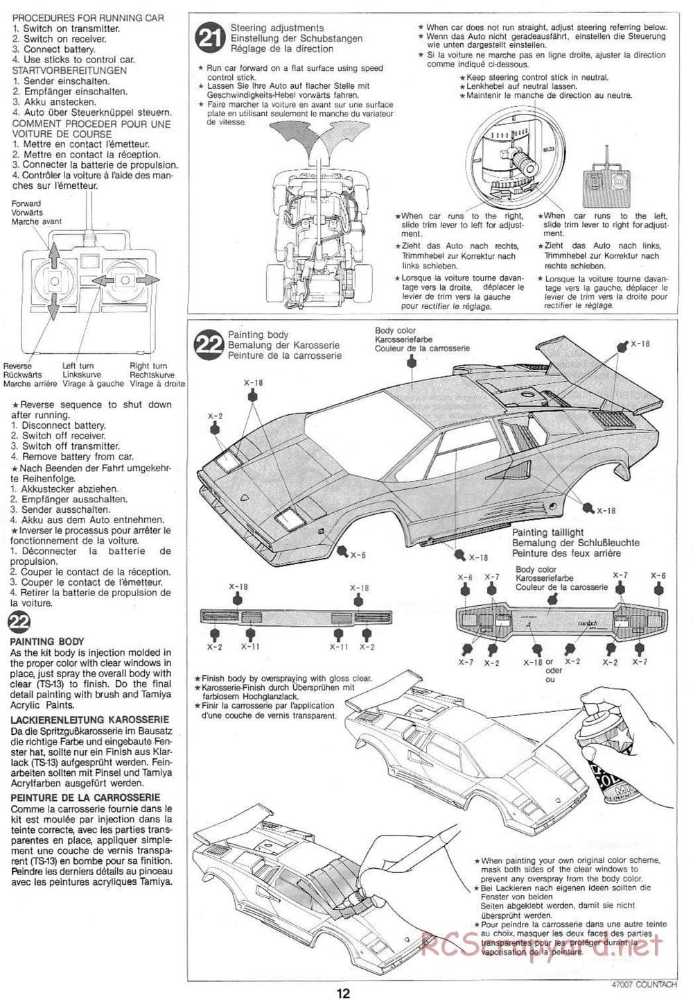 Tamiya - Tamtech - Lamborghini Countach 5000 Chassis - Manual - Page 12