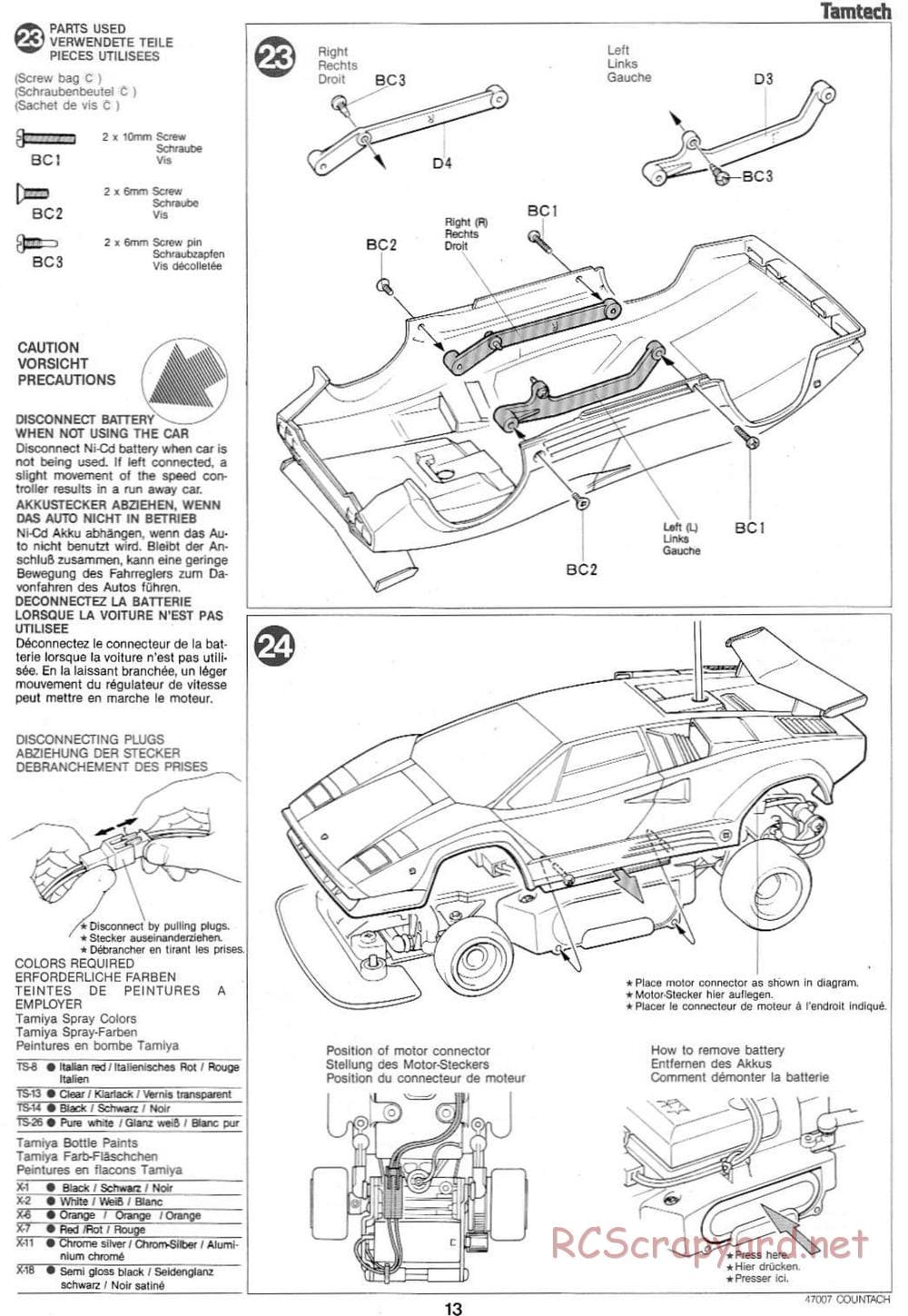 Tamiya - Tamtech - Lamborghini Countach 5000 Chassis - Manual - Page 13