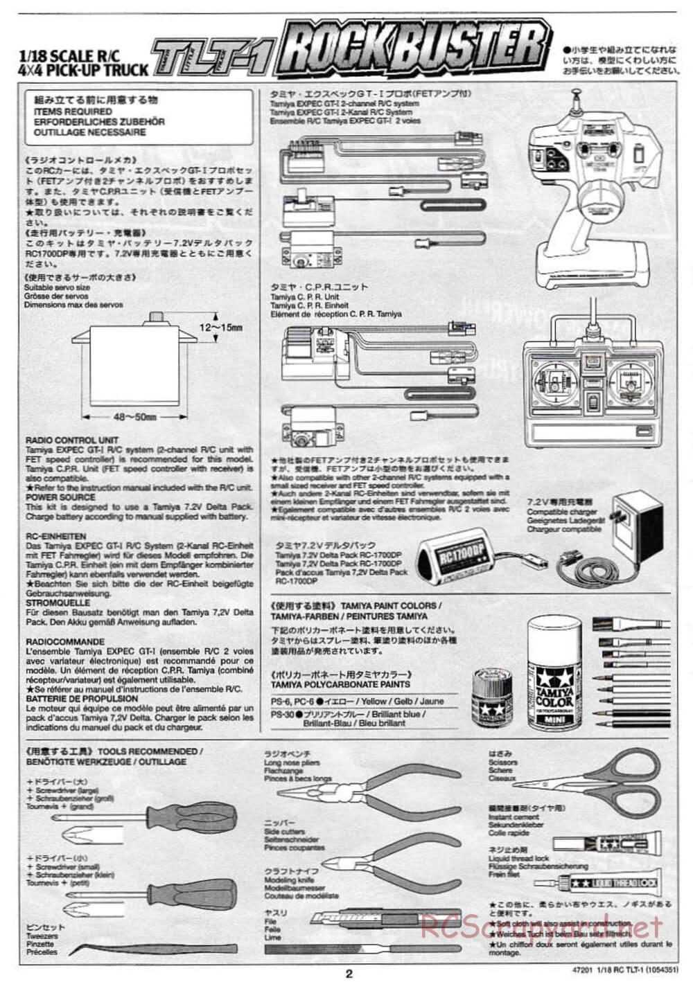 Tamiya - Rock Buster - TLT-1 Chassis - Manual - Page 2